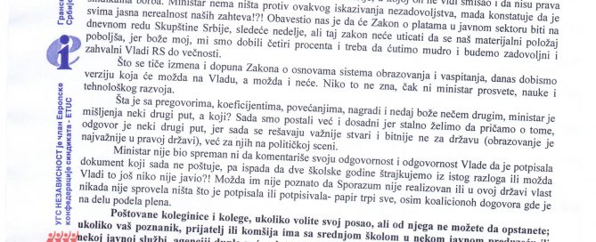 REAKCIJA NA POSLEDNJI SASTANAK SA MINISTROM